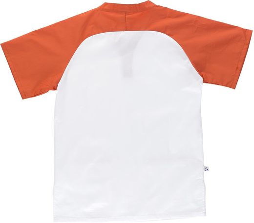 Zweifarbige Jacke mit kurzen Ranglanärmeln und zwei Taschen in Weißorange