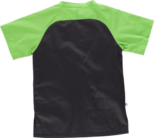 Casaca bicolor con manga ranglan corta y dos bolsillos Negro Verde Pistacho
