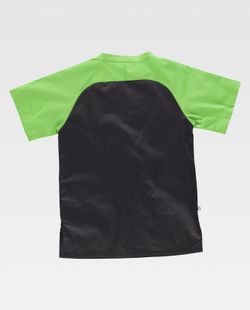 Casaca bicolor con manga ranglan corta y dos bolsillos Negro Verde Pistacho