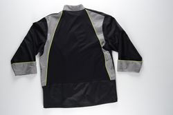 Kombinierte Küchenjacke mit AV-Verzierungen Bird-Eye-Stoff an Armloch und Rücken Anti-Fleck Tto Black Grey Yellow AV