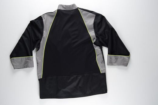 Kombinierte Küchenjacke mit AV-Verzierungen Bird-Eye-Stoff an Armloch und Rücken Anti-Fleck Tto Black Grey Yellow AV