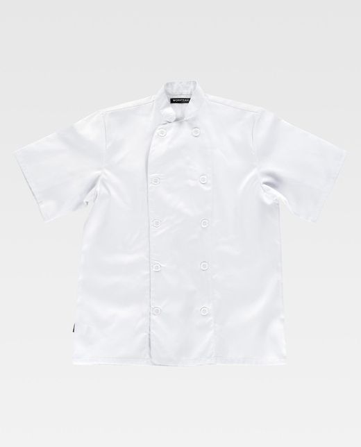 Giacca da cucina con chiusura a bottoni e maniche corte bianca