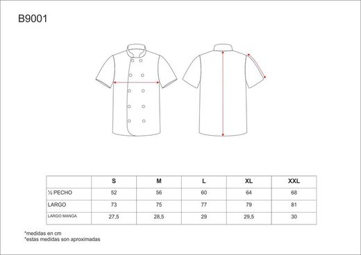 Küchenjacke mit Knopfverschluss und kurzen Ärmeln Schwarz