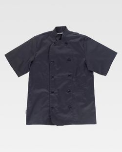 Küchenjacke mit Knopfverschluss und kurzen Ärmeln Schwarz