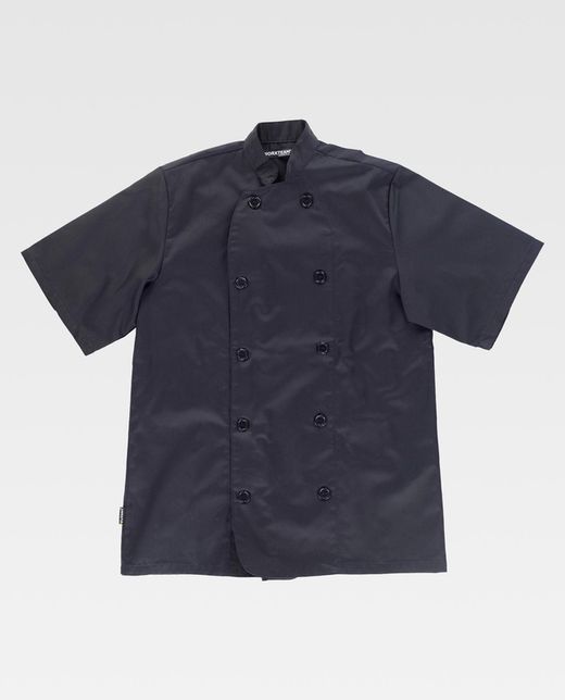 Küchenjacke mit Knopfverschluss und kurzen Ärmeln Schwarz
