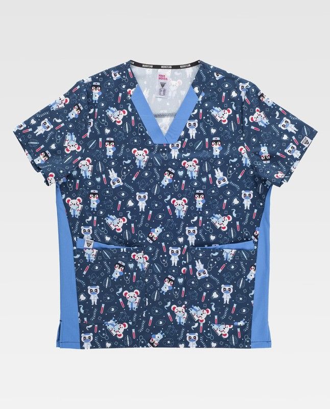 Casaca de color Estampado+Azul Celeste B9865-Estampado+Azul Celeste-L