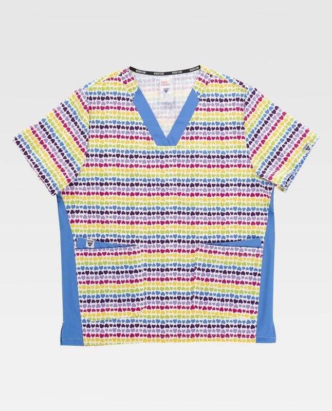 Casaca de color Estampado+Azul Celeste B9864-Estampado+Azul Celeste-L