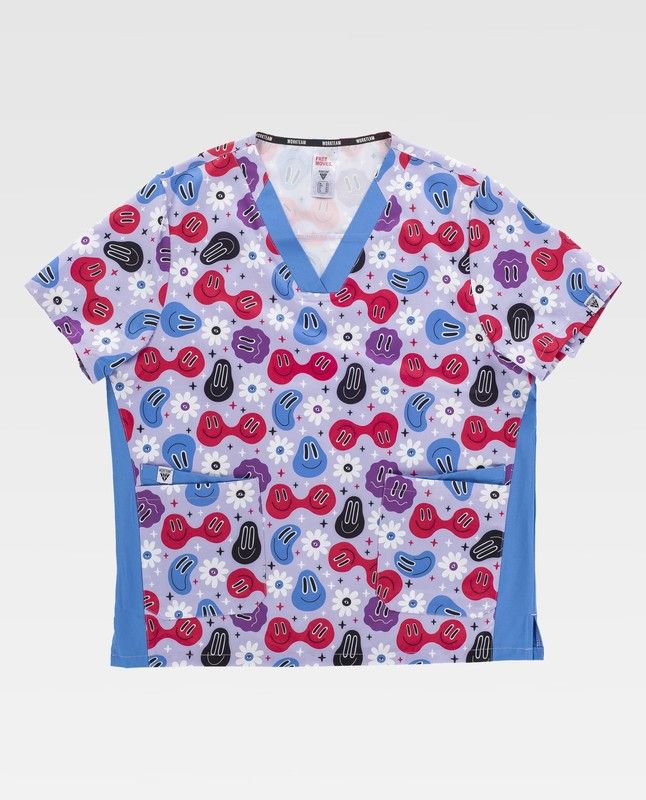 Casaca de color Estampado+Azul Celeste B9866-Estampado+Azul Celeste-L