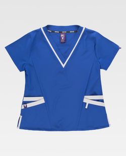 Casaca de señora combinada, de manga corta Azulina+Gris Claro