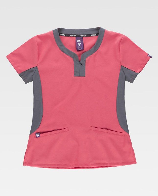 Casaca de señora combinada de manga corta Fucsia+Gris Casaca de señora combinada, de manga corta con tejido elástico Color Rosa Fucsia+Gris talla 38