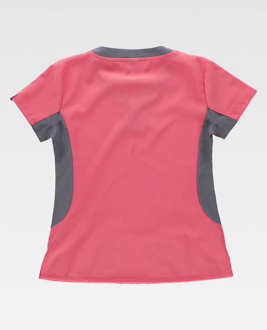 Casaca de señora combinada de manga corta Fucsia+Gris