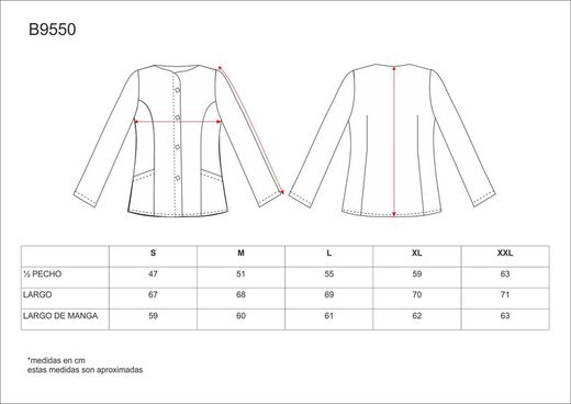 Langarmjacke, Zentralverschluss mit weißen Verschlüssen