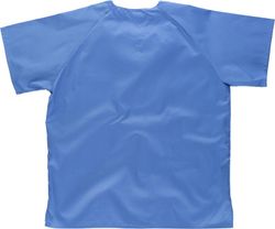 Button-down-Damenjacke mit kurzen Ärmeln, Brusttasche und Celeste mit zwei Säumen