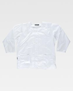 Damenjacke mit langärmeligen Knöpfen, Brusttasche und zwei Säumen Weiß