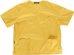 Casaca sanitario cuello de pico manga corta Amarillo