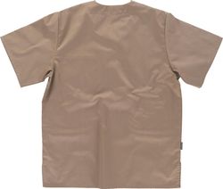 Kurzärmlige Sanitärjacke mit V-Ausschnitt, eine Brusttasche, zwei niedrige Taschen Beige