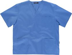 Casaca sanitario cuello de pico manga corta Celeste