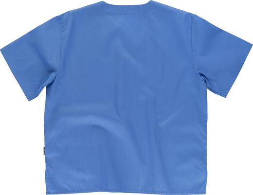 Kurzärmlige Sanitärjacke mit V-Ausschnitt, eine Brusttasche, zwei niedrige Celeste-Taschen