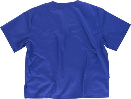 Kurzärmlige Sanitärjacke mit V-Ausschnitt, eine Brusttasche, zwei niedrige Indigo-Taschen