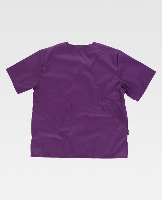 Kurzärmlige Sanitärjacke mit V-Ausschnitt, eine Brusttasche, zwei niedrige Taschen Lila