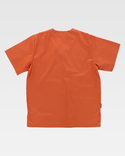 Kurzärmlige Sanitärjacke mit V-Ausschnitt, eine Brusttasche, zwei niedrige Taschen Orange