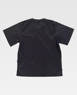 Kurzärmlige Sanitärjacke mit V-Ausschnitt, eine Brusttasche, zwei niedrige Taschen Schwarz