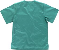 Kurzärmlige Sanitärjacke mit V-Ausschnitt, eine Brusttasche, zwei niedrige Taschen Grün