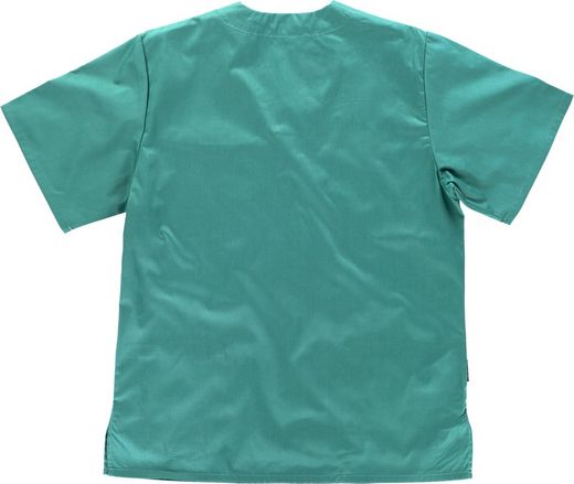 Kurzärmlige Sanitärjacke mit V-Ausschnitt, eine Brusttasche, zwei niedrige Taschen Grün