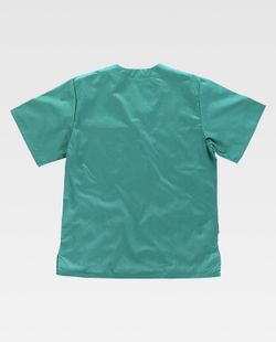 Kurzärmlige Sanitärjacke mit V-Ausschnitt, eine Brusttasche, zwei niedrige Taschen Grün