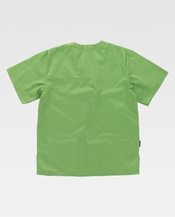 Kurzarm-Damenjacke mit V-Ausschnitt, eine Brusttasche, zwei niedrige Taschen Pistaziengrün