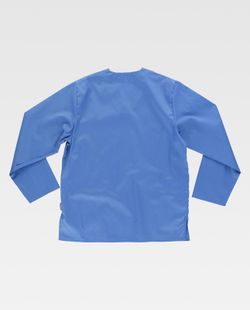 Langärmlige Sanitärjacke mit V-Ausschnitt, eine Brusttasche, zwei niedrige Celeste-Taschen