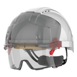 Casco de seguridad EVO® VISTAlens, micro-visera, ventilado, con sobregafas antivaho y anti-rayado KN integradas