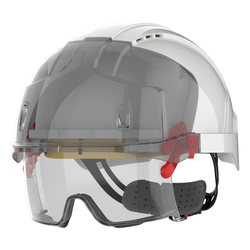 Sicherheitshelm EVO® VISTAlens Mikrovisier, belüftet, mit integrierter Überbrille, beschlagfrei, kratzfest KN