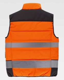 Cazadora acolchada combinada con alta visibilidad Naranja / Negro