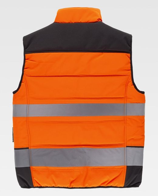 Cazadora acolchada combinada con alta visibilidad Naranja / Negro