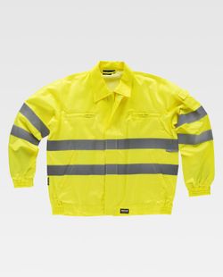 Warnschutzjacke mit reflektierenden Bändern EN471 Reißverschluss, 2 Brusttaschen Gelb AV