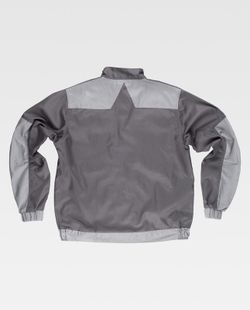 Zweifarbige Reißverschlussjacke mit Streifenkragen, 2 Brusttaschen und 2 Säumen Grau Hellgrau