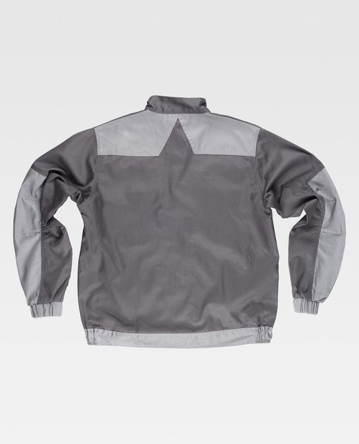 Zweifarbige Reißverschlussjacke mit Streifenkragen, 2 Brusttaschen und 2 Säumen Grau Hellgrau