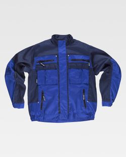 Zweifarbige Jacke mit Reißverschluss, Streifenkragen, 2 Brusttaschen und 2 Saum Navy Blue