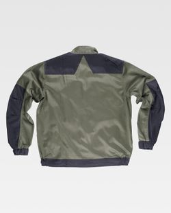 Zweifarbige Jacke mit Reißverschluss, Streifenkragen, 2 Brusttaschen und 2 Saum. Khaki Green Black