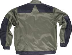 Zweifarbige Jacke mit Reißverschluss, Streifenkragen, 2 Brusttaschen und 2 Saum. Khaki Green Black