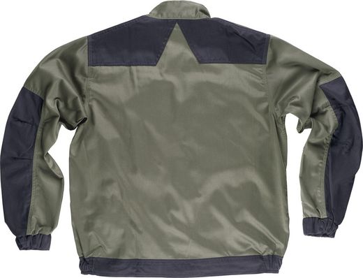 Zweifarbige Jacke mit Reißverschluss, Streifenkragen, 2 Brusttaschen und 2 Saum. Khaki Green Black