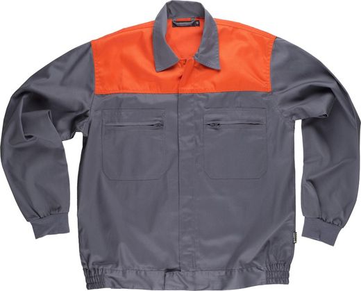 Combined yoke jacket, nylon zippers and two chest bags Gray Orange
