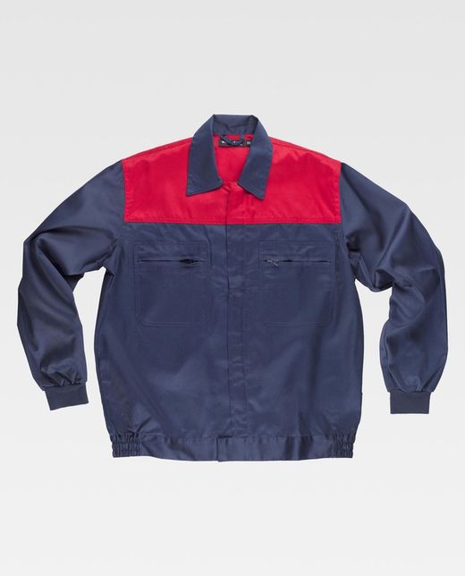 Kombinierte Jochjacke, Nylonreißverschlüsse und zwei Brusttaschen in Navy Red