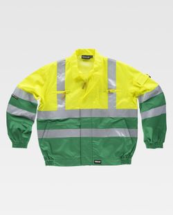Warnkombinationsjacke mit reflektierenden Bändern EN471 Grün Gelb AV