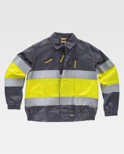 Jacke mit 2 gut sichtbaren und reflektierenden Bändern EN471 Grau Gelb AV