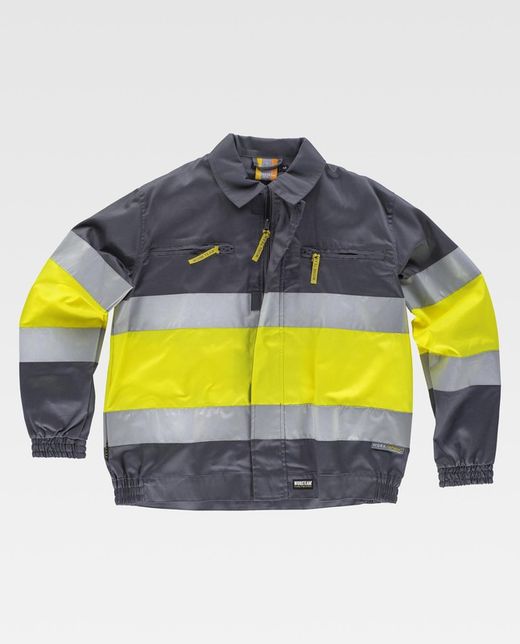 Jacke mit 2 gut sichtbaren und reflektierenden Bändern EN471 Grau Gelb AV