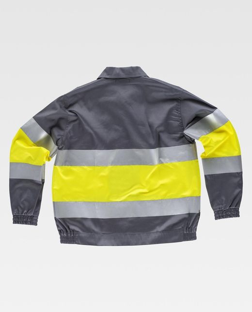 Jacke mit 2 gut sichtbaren und reflektierenden Bändern EN471 Grau Gelb AV