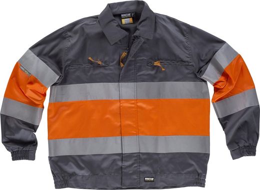 Jacke mit 2 gut sichtbaren und reflektierenden Bändern EN471 Grey Orange AV