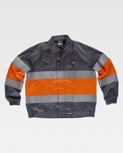 Jacke mit 2 gut sichtbaren und reflektierenden Bändern EN471 Grey Orange AV